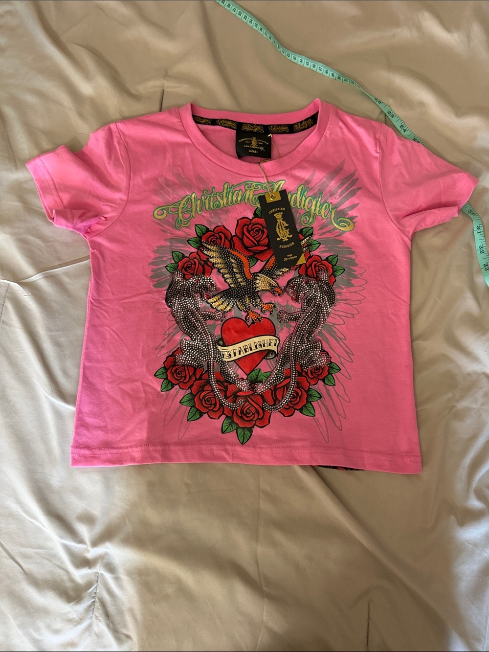 Christian Audigier' Pink Graphic Tee